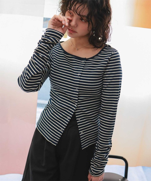 titivate（ティティベイト）の「リングドットロングスリーブトップス（Tシャツ/カットソー・レディース・オフホワイト/アイボリー/ブラック/ピンク/ホワイト系その他/ネイビー・M/L）」の8枚目の写真