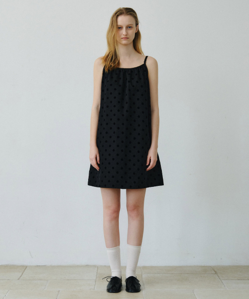 FLOCKING DOT MINI DRESS / BLACK（ワンピース）｜MAIS（マイス）の