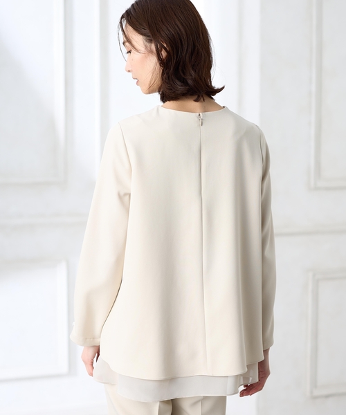 A/C DESIGN BY ALPHA CUBIC（エーシーデザインバイアルファキュービック）の「【セレモニー対応】シフォンレイヤードブラウス【セットアップ可能】（シャツ/ブラウス・レディース・ベージュ/ネイビー・9号/11号/13号）」の6枚目の写真