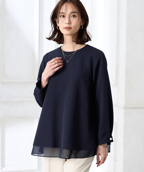 A/C DESIGN BY ALPHA CUBIC（エーシーデザインバイアルファキュービック）の「【セレモニー対応】シフォンレイヤードブラウス【セットアップ可能】（シャツ/ブラウス・レディース・ベージュ/ネイビー・9号/11号/13号）」の7枚目の写真