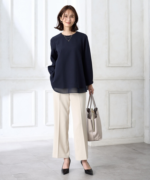 A/C DESIGN BY ALPHA CUBIC（エーシーデザインバイアルファキュービック）の「【セレモニー対応】シフォンレイヤードブラウス【セットアップ可能】（シャツ/ブラウス・レディース・ベージュ/ネイビー・9号/11号/13号）」の10枚目の写真