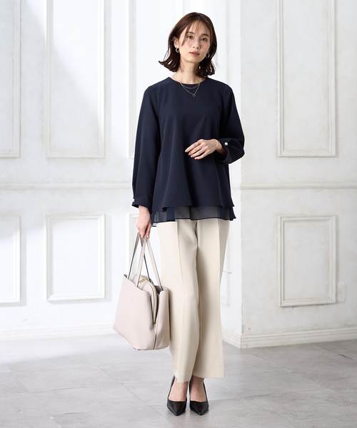 A/C DESIGN BY ALPHA CUBIC（エーシーデザインバイアルファキュービック）の「【セレモニー対応】シフォンレイヤードブラウス【セットアップ可能】（シャツ/ブラウス・レディース・ベージュ/ネイビー・9号/11号/13号）」の11枚目の写真