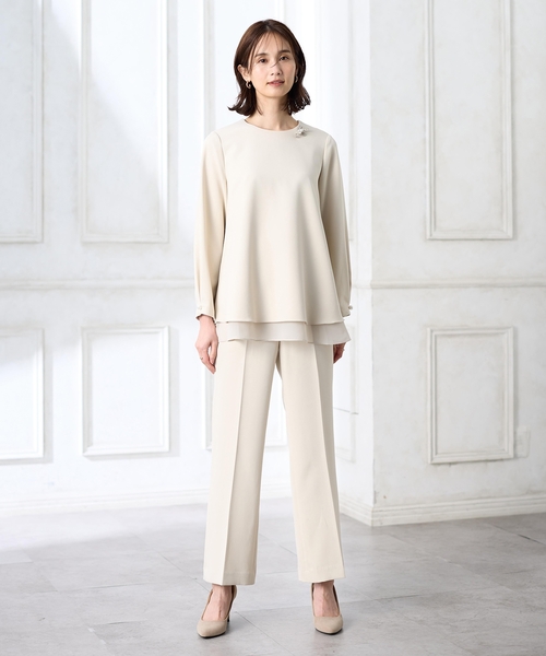 A/C DESIGN BY ALPHA CUBIC（エーシーデザインバイアルファキュービック）の「【セレモニー対応】シフォンレイヤードブラウス【セットアップ可能】（シャツ/ブラウス・レディース・ベージュ/ネイビー・9号/11号/13号）」の12枚目の写真