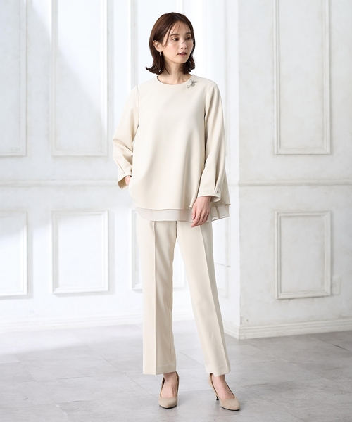 A/C DESIGN BY ALPHA CUBIC（エーシーデザインバイアルファキュービック）の「【セレモニー対応】シフォンレイヤードブラウス【セットアップ可能】（シャツ/ブラウス・レディース・ベージュ/ネイビー・9号/11号/13号）」の13枚目の写真