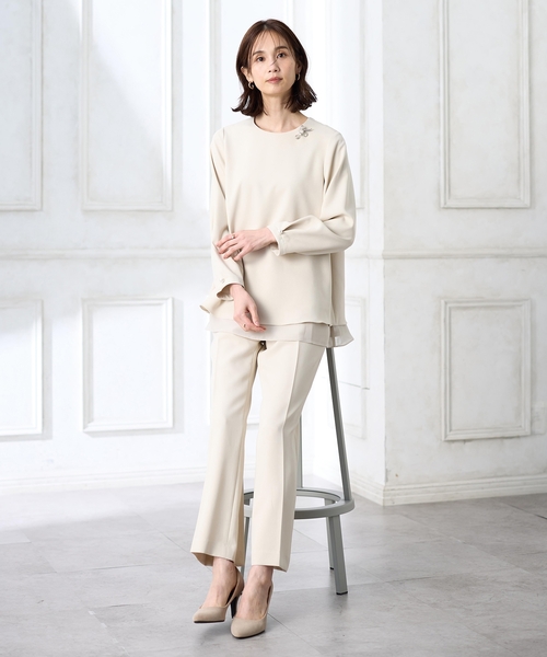 A/C DESIGN BY ALPHA CUBIC（エーシーデザインバイアルファキュービック）の「【セレモニー対応】シフォンレイヤードブラウス【セットアップ可能】（シャツ/ブラウス・レディース・ベージュ/ネイビー・9号/11号/13号）」の14枚目の写真