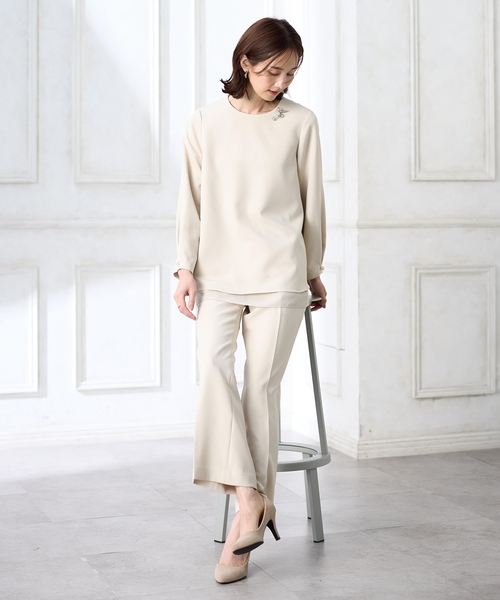 A/C DESIGN BY ALPHA CUBIC（エーシーデザインバイアルファキュービック）の「【セレモニー対応】シフォンレイヤードブラウス【セットアップ可能】（シャツ/ブラウス・レディース・ベージュ/ネイビー・9号/11号/13号）」の16枚目の写真