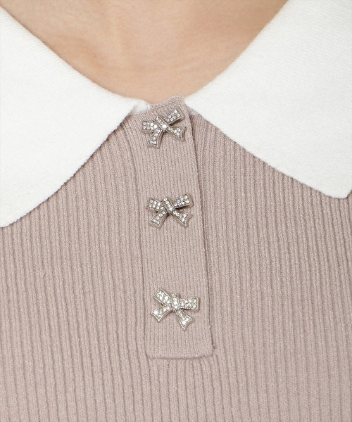 WILLSELECTION（ウィルセレクション）の「【New Year's Item】ポロカラーリブニット（ニット/セーター・レディース・ブラック/サックスブルー/オフホワイト/ミント/ピンク・FREE）」の7枚目の写真