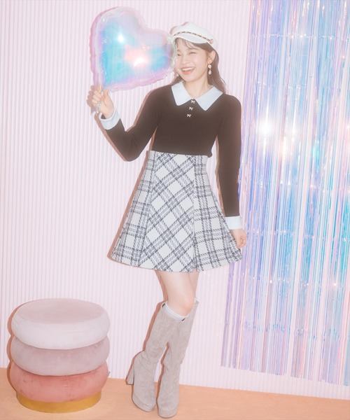 WILLSELECTION（ウィルセレクション）の「【New Year's Item】ポロカラーリブニット（ニット/セーター・レディース・ブラック/サックスブルー/オフホワイト/ミント/ピンク・FREE）」の17枚目の写真