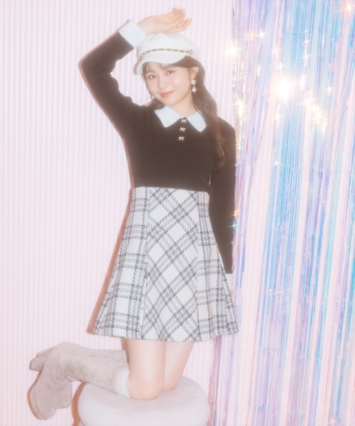 WILLSELECTION（ウィルセレクション）の「【New Year's Item】ポロカラーリブニット（ニット/セーター・レディース・ブラック/サックスブルー/オフホワイト/ミント/ピンク・FREE）」の18枚目の写真