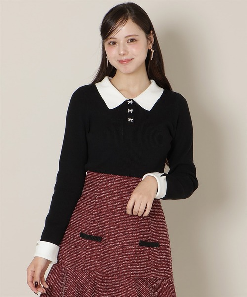 WILLSELECTION（ウィルセレクション）の「【New Year's Item】ポロカラーリブニット（ニット/セーター・レディース・ブラック/サックスブルー/オフホワイト/ミント/ピンク・FREE）」の19枚目の写真