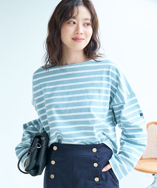 le.coeur blanc（ルクールブラン）の「ルミノア ボーダーショートカットソー（Tシャツ/カットソー・レディース・ブルー系その他4/ブルー系その他3/ブルー系その他2/ベージュ系その他2/ホワイト系その他・38）」の5枚目の写真