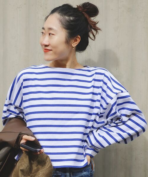 le.coeur blanc（ルクールブラン）の「ルミノア ボーダーショートカットソー（Tシャツ/カットソー・レディース・ブルー系その他4/ブルー系その他3/ブルー系その他2/ベージュ系その他2/ホワイト系その他・38）」の7枚目の写真