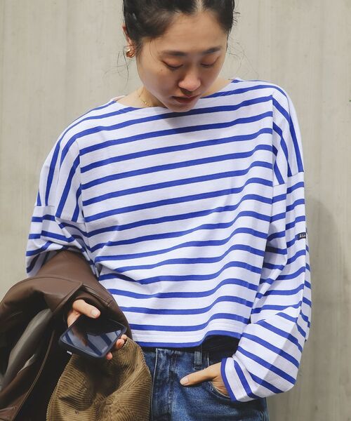 le.coeur blanc（ルクールブラン）の「ルミノア ボーダーショートカットソー（Tシャツ/カットソー・レディース・ブルー系その他4/ブルー系その他3/ブルー系その他2/ベージュ系その他2/ホワイト系その他・38）」の8枚目の写真