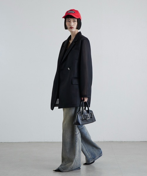 Lui's（ルイス）の「シアーダンボールBIGジャケット（テーラードジャケット・レディース・ブラック/ライトグレー・FREE）」の10枚目の写真