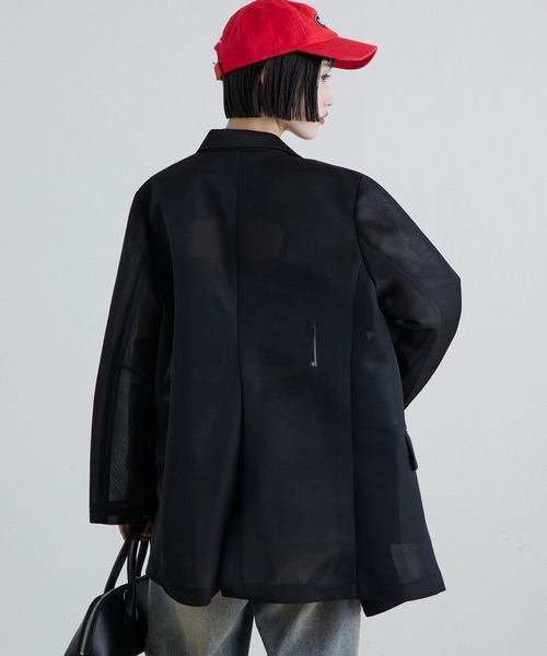 Lui's（ルイス）の「シアーダンボールBIGジャケット（テーラードジャケット・レディース・ブラック/ライトグレー・FREE）」の6枚目の写真