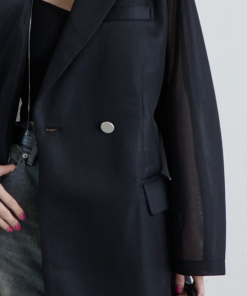 Lui's（ルイス）の「シアーダンボールBIGジャケット（テーラードジャケット・レディース・ブラック/ライトグレー・FREE）」の11枚目の写真