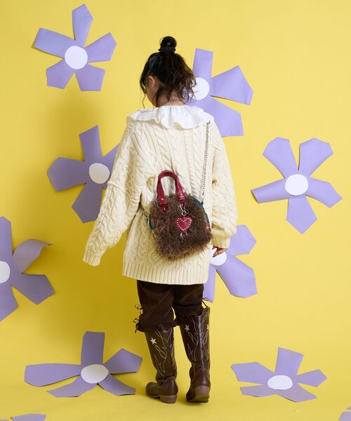 CIAOPANIC（チャオパニック）の「【Me＋Me/ミープラスミー】ハートチャーム付きファーボストンバック（トートバッグ・レディース・ネイビー/ブラウン・ONE SIZE）」の12枚目の写真