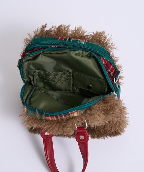 CIAOPANIC（チャオパニック）の「【Me＋Me/ミープラスミー】ハートチャーム付きファーボストンバック（トートバッグ・レディース・ネイビー/ブラウン・ONE SIZE）」の15枚目の写真