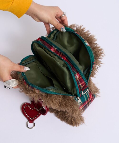 CIAOPANIC（チャオパニック）の「【Me＋Me/ミープラスミー】ハートチャーム付きファーボストンバック（トートバッグ・レディース・ネイビー/ブラウン・ONE SIZE）」の16枚目の写真