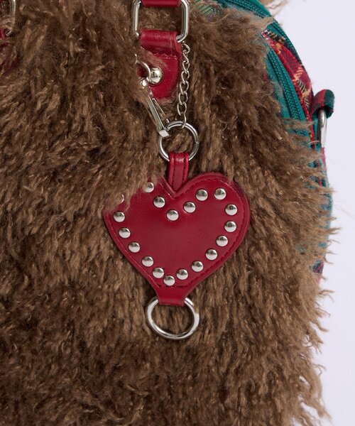 CIAOPANIC（チャオパニック）の「【Me＋Me/ミープラスミー】ハートチャーム付きファーボストンバック（トートバッグ・レディース・ネイビー/ブラウン・ONE SIZE）」の17枚目の写真