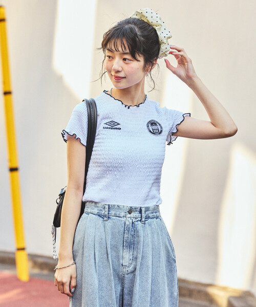 UMBRO × FREAK'S STORE/アンブロ 別注 SHIRRING T-SHIRT/シャーリングT