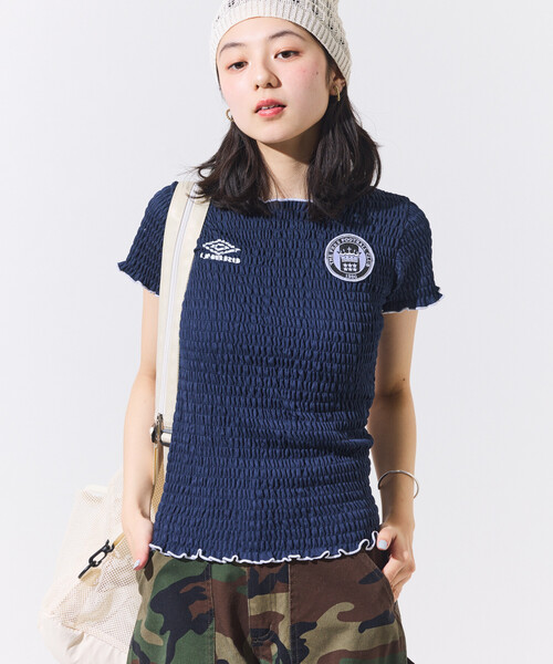 UMBRO × FREAK'S STORE/アンブロ 別注 SHIRRING T-SHIRT/シャーリングT
