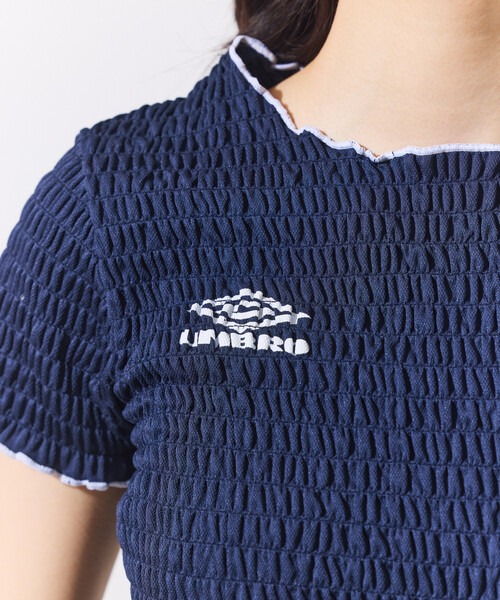 FREAK'S STORE(フリークスストア)の「UMBRO × FREAK'S STORE/アンブロ 別注 SHIRRING T-SHIRT/シャーリングTシャツ(Tシャツ/カットソー・レディース・オフホワイト/サックスブルー/ネイビー・フリ-)」の7枚目の写真