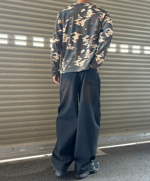 NYLAUS(ナイラス)の「【NYS】2026新作 ショート丈 クロス刺繍 ヘンリーネック ワッフルロンT 長袖Tシャツ ロングTシャツ(Tシャツ/カットソー・メンズ・グリーン系カモフラージュ/カモフラージュ/チャコール/ブラック・L/M)」の6枚目の写真