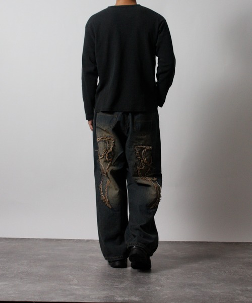 NYLAUS(ナイラス)の「【NYS】2026新作 ショート丈 クロス刺繍 ヘンリーネック ワッフルロンT 長袖Tシャツ ロングTシャツ(Tシャツ/カットソー・メンズ・グリーン系カモフラージュ/カモフラージュ/チャコール/ブラック・L/M)」の17枚目の写真