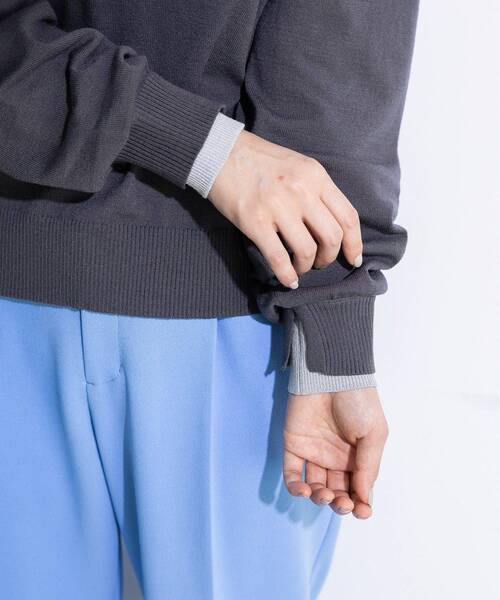 Green　Parks（グリーンパークス）の「アンチピリングレイヤード風ニットプルオーバー（ニット/セーター・レディース・ブルー/アイボリー/ダークグレー/ピンク・FREE）」の13枚目の写真