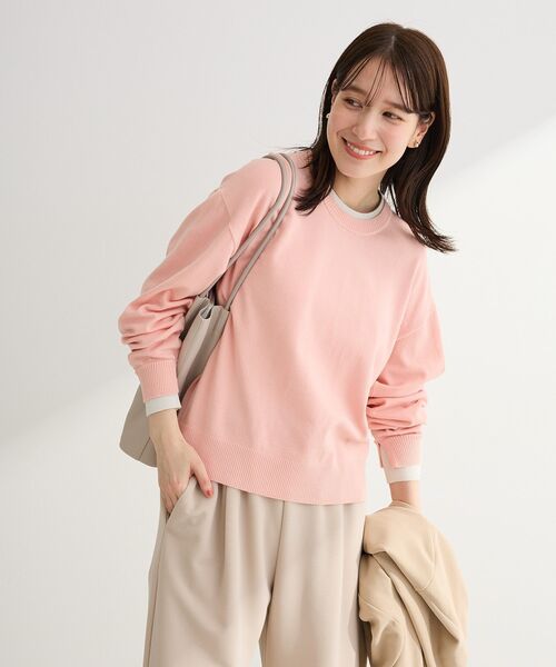 Green　Parks（グリーンパークス）の「アンチピリングレイヤード風ニットプルオーバー（ニット/セーター・レディース・ブルー/アイボリー/ダークグレー/ピンク・FREE）」の21枚目の写真