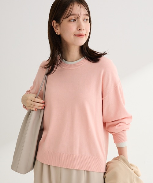 Green　Parks（グリーンパークス）の「アンチピリングレイヤード風ニットプルオーバー（ニット/セーター・レディース・ブルー/アイボリー/ダークグレー/ピンク・FREE）」の4枚目の写真