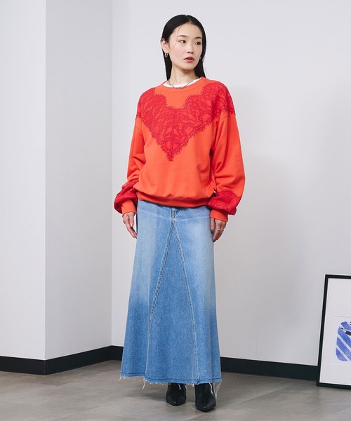 ROSE BUD（ローズバッド）の「PANEL DENIM LONG SKIRT（デニムスカート・レディース・ライトインディゴブルー・M/S）」の5枚目の写真