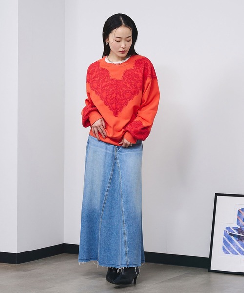 ROSE BUD（ローズバッド）の「PANEL DENIM LONG SKIRT（デニムスカート・レディース・ライトインディゴブルー・M/S）」の6枚目の写真