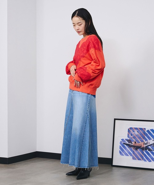 ROSE BUD（ローズバッド）の「PANEL DENIM LONG SKIRT（デニムスカート・レディース・ライトインディゴブルー・M/S）」の7枚目の写真