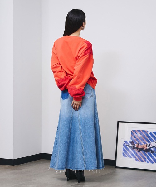 ROSE BUD（ローズバッド）の「PANEL DENIM LONG SKIRT（デニムスカート・レディース・ライトインディゴブルー・M/S）」の8枚目の写真