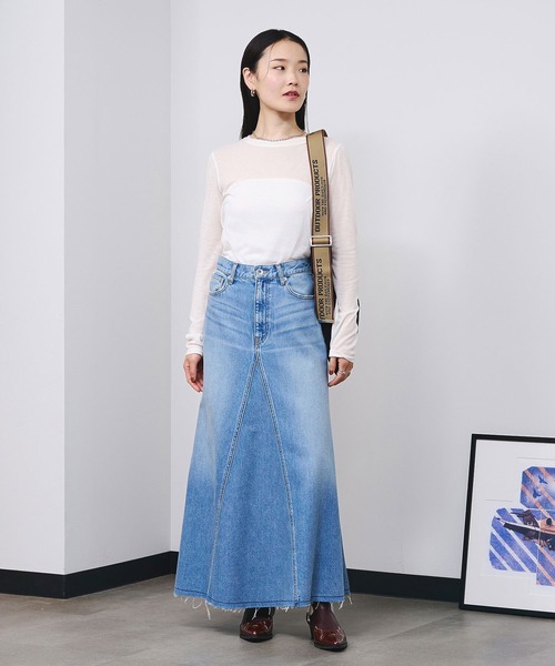 ROSE BUD（ローズバッド）の「PANEL DENIM LONG SKIRT（デニムスカート・レディース・ライトインディゴブルー・M/S）」の9枚目の写真