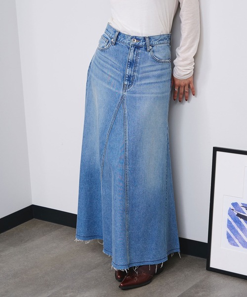 ROSE BUD（ローズバッド）の「PANEL DENIM LONG SKIRT（デニムスカート・レディース・ライトインディゴブルー・M/S）」の11枚目の写真