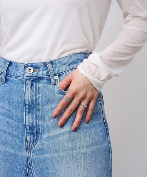 ROSE BUD（ローズバッド）の「PANEL DENIM LONG SKIRT（デニムスカート・レディース・ライトインディゴブルー・M/S）」の14枚目の写真