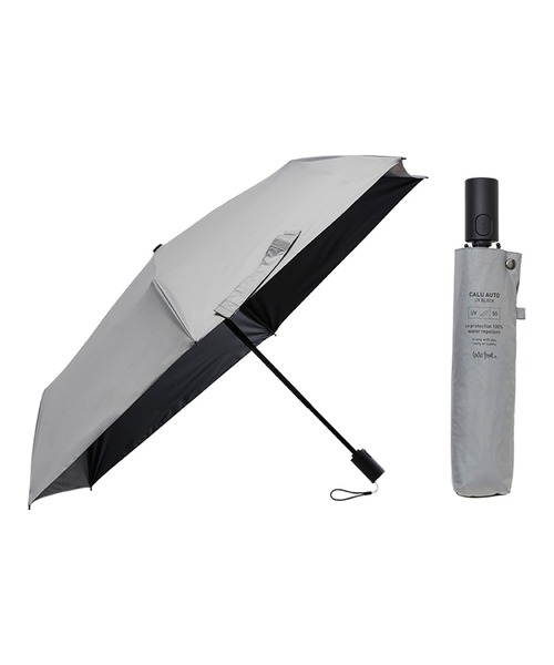 Waterfront(ウォーターフロント)の「カルオート UVブロック 折 55cm 折傘 自動開閉 晴雨兼用(折りたたみ傘・メンズ・ブラック/ホワイト/グレー・FREE)」の3枚目の写真