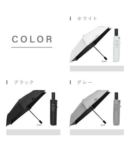 Waterfront(ウォーターフロント)の「カルオート UVブロック 折 55cm 折傘 自動開閉 晴雨兼用(折りたたみ傘・メンズ・ブラック/ホワイト/グレー・FREE)」の5枚目の写真