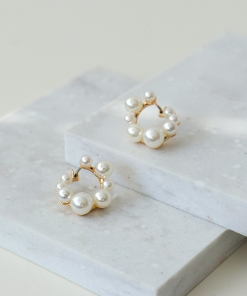 パールラウンドワンタッチピアス（ピアス（両耳用））｜Three Four