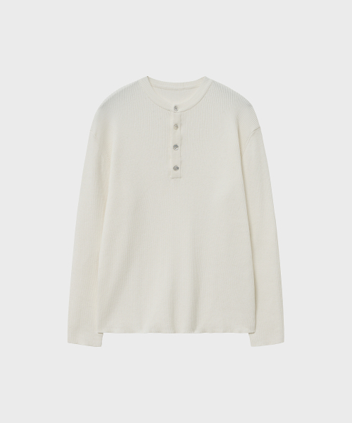 NOIRER(ノイア)の「コットンリブヘンリーネックニット(アイボリー)(ニット/セーター・メンズ・その他・48/50/52)」の2枚目の写真