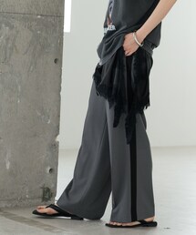 Comfy SET UP|イージーサイドラインワイドパンツ【セットアップ対応/通勤/カセット服/接触冷感/UVカット】