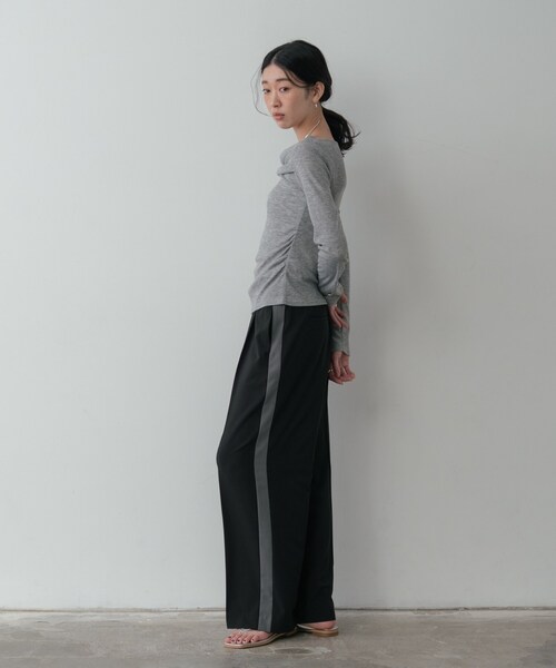 GALLEST（ギャレスト）の「Comfy SET UP｜イージーサイドラインワイドパンツ【セットアップ対応／通勤／カセット服】（その他パンツ・レディース・ブラック系2/グレー系その他3・40/38/36/34）」の10枚目の写真