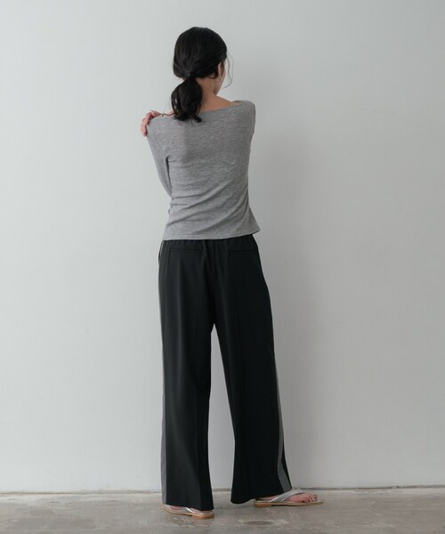GALLEST（ギャレスト）の「Comfy SET UP｜イージーサイドラインワイドパンツ【セットアップ対応／通勤／カセット服】（その他パンツ・レディース・ブラック系2/グレー系その他3・40/38/36/34）」の9枚目の写真