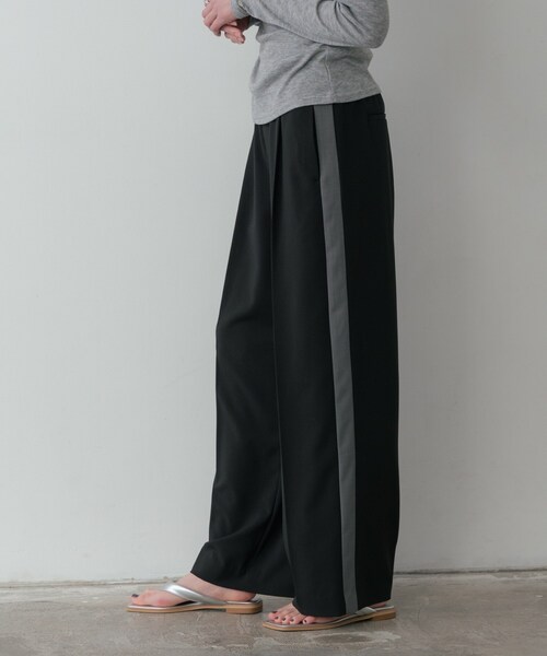 GALLEST（ギャレスト）の「Comfy SET UP｜イージーサイドラインワイドパンツ【セットアップ対応／通勤／カセット服】（その他パンツ・レディース・ブラック系2/グレー系その他3・40/38/36/34）」の7枚目の写真