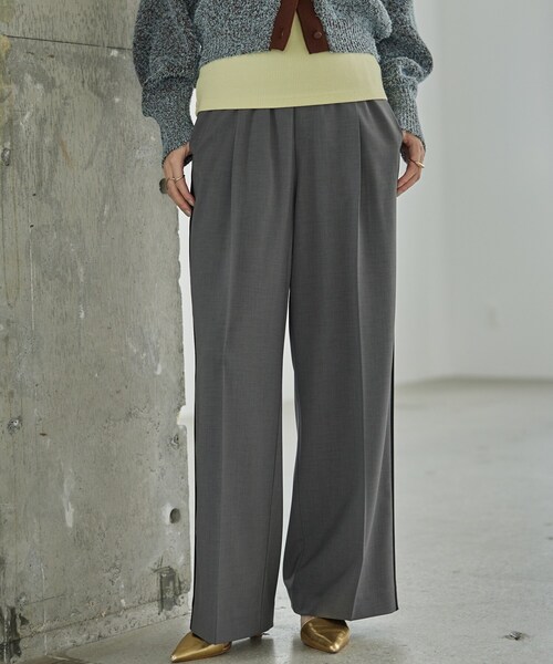 GALLEST（ギャレスト）の「Comfy SET UP｜イージーサイドラインワイドパンツ【セットアップ対応／通勤／カセット服】（その他パンツ・レディース・ブラック系2/グレー系その他3・40/38/36/34）」の3枚目の写真