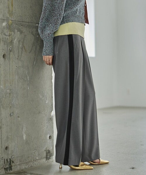 GALLEST（ギャレスト）の「Comfy SET UP｜イージーサイドラインワイドパンツ【セットアップ対応／通勤／カセット服】（その他パンツ・レディース・ブラック系2/グレー系その他3・40/38/36/34）」の4枚目の写真