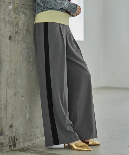 GALLEST（ギャレスト）の「Comfy SET UP｜イージーサイドラインワイドパンツ【セットアップ対応／通勤／カセット服】（その他パンツ・レディース・ブラック系2/グレー系その他3・40/38/36/34）」の5枚目の写真